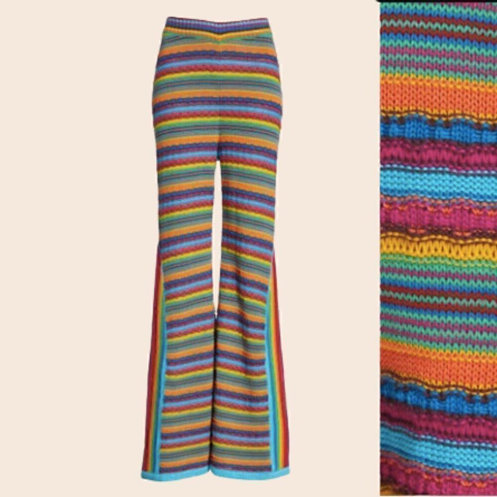 Mochi Rainbow Oceana Stripe Crochet Pants Size Medium